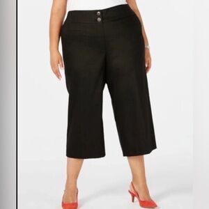 Alfani Culottes Womens Size 8 BF Pants Linen Blend High Waist Stretch Black